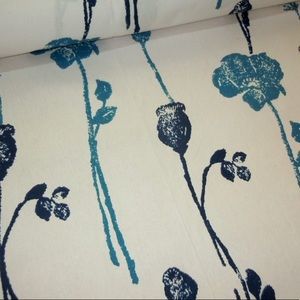 Cotton Poppy Blue on White Fabric